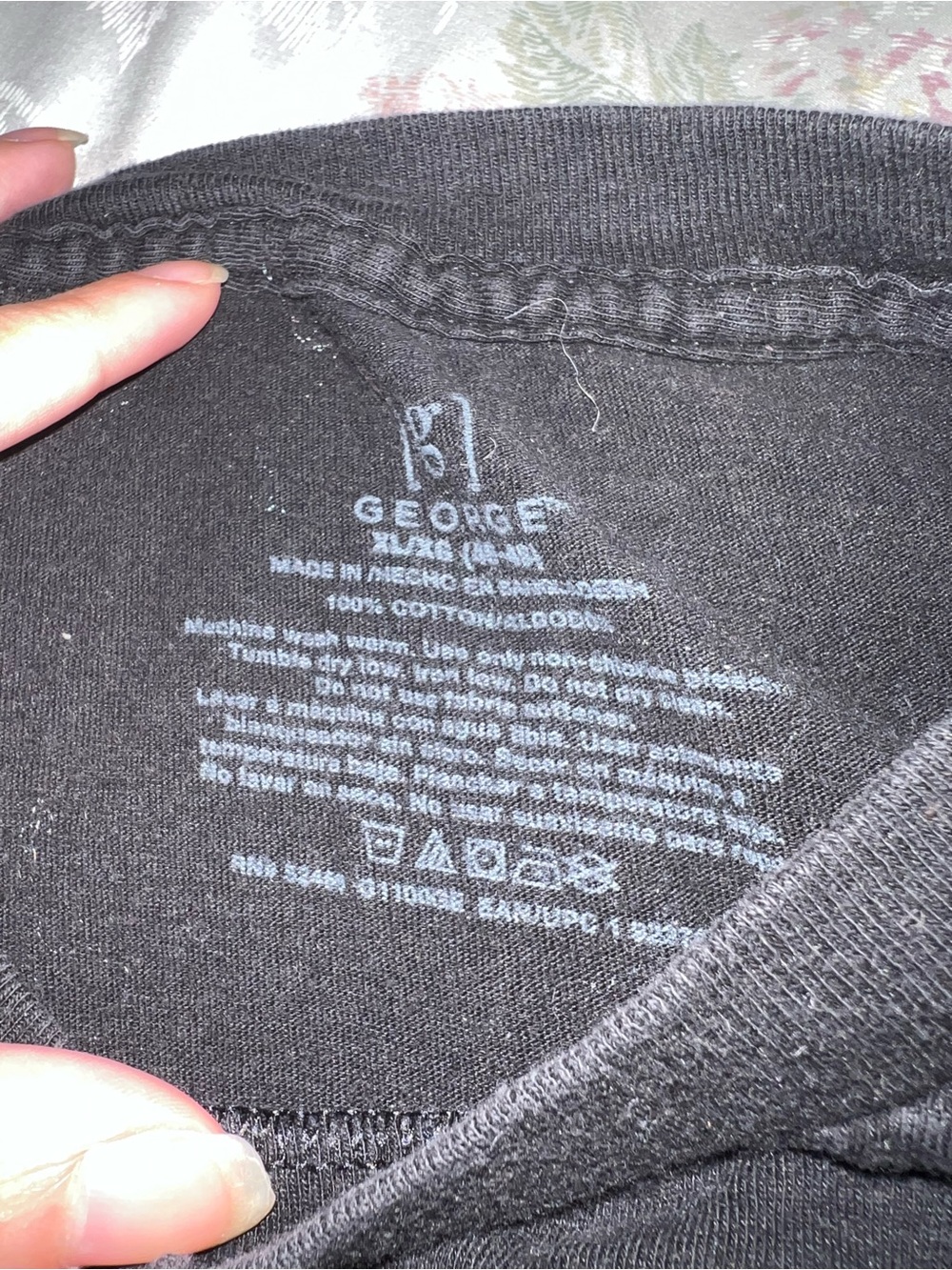George Black Crewneck Tee with Printed Care Label